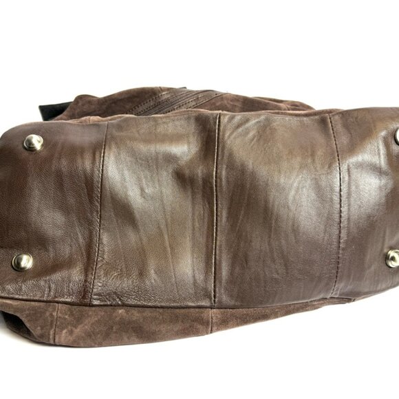 Distressed Dark Brown Suede Leather Hobo Shoulder Bag NWT - Picture 12 of 14